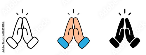 Praying hands icon on transparent background illustration