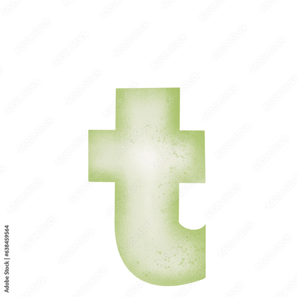 Obraz premium Green Alphabet A-Z a-z watercolor illustration 