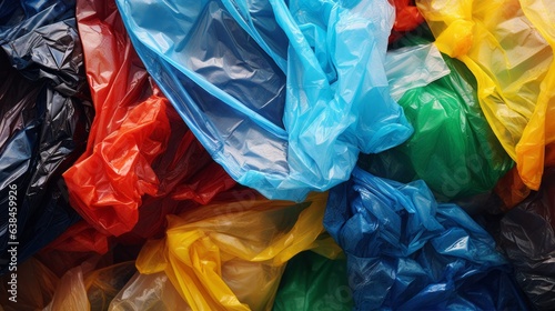 A colorful vibrant pile of plastic bags