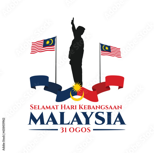 Selamat Hari Kebangsaan Malaysia (Translation: Happy Malaysia National Day). Independence Day of Malaysia. 1957 - 2023. Vector Illustration.