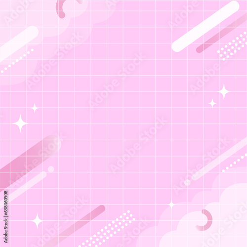 【ピンク系】幾何学模様背景・メンフィスのフレームパターン素材