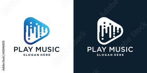 Music logo design with gradient unique. Premium Vector