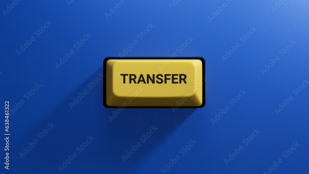 Transfer.3D illustration of button of keyboard of a modern computer.Light yellow button.3D rendering on blue background.
Transfer.3D illustration of button of keyboard of a modern computer.Light yellow button.3D rendering on blue background.