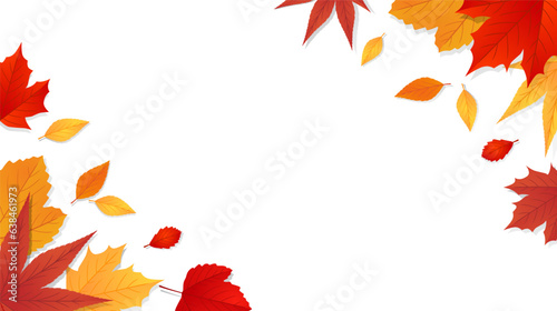 Autumn fall leaves background. Template design for poster  banner  flyer  card. Vector illustration