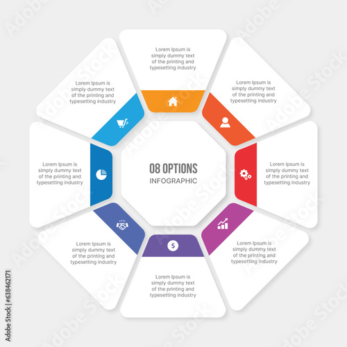 Cycle Infographic Template With 8 Steps, Workflow or Process Diagram