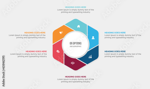 Six 6 Options Circle Cycle Infographic Template Design