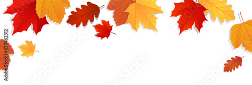 Autumn background. Falling autumn leaves banner design. Vector illustration