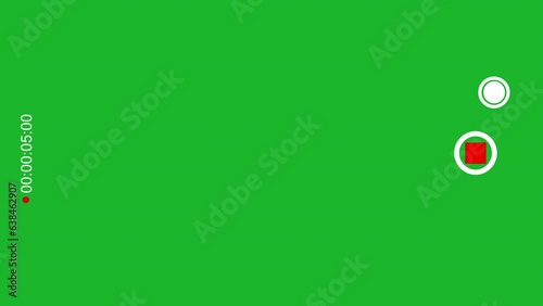 Smartphone camera screen during video shooting on a black background. Overlay recording screen on chrome key. 