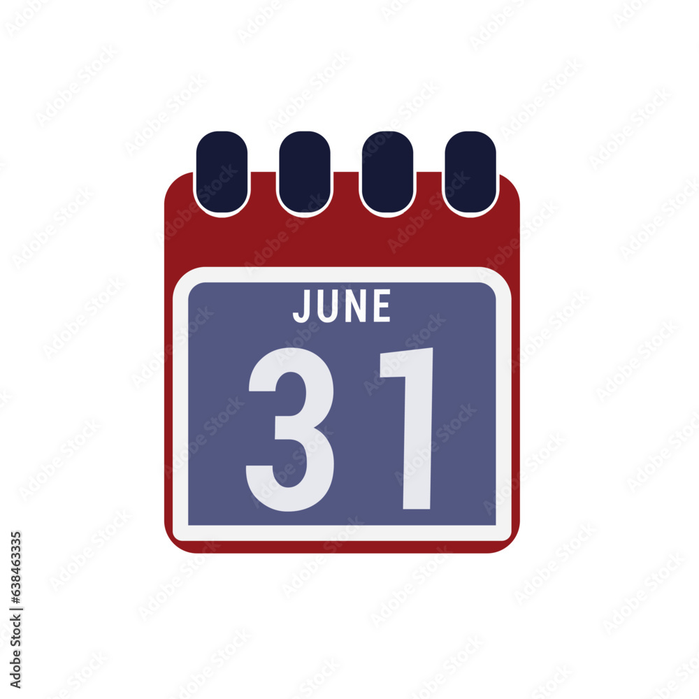 Calendar displaying day 31 (thirty-first) of the June - Day 31 of the month. illustration
Calendar displaying day 31 (thirty-first) of the June - Day 31 of the month. illustration