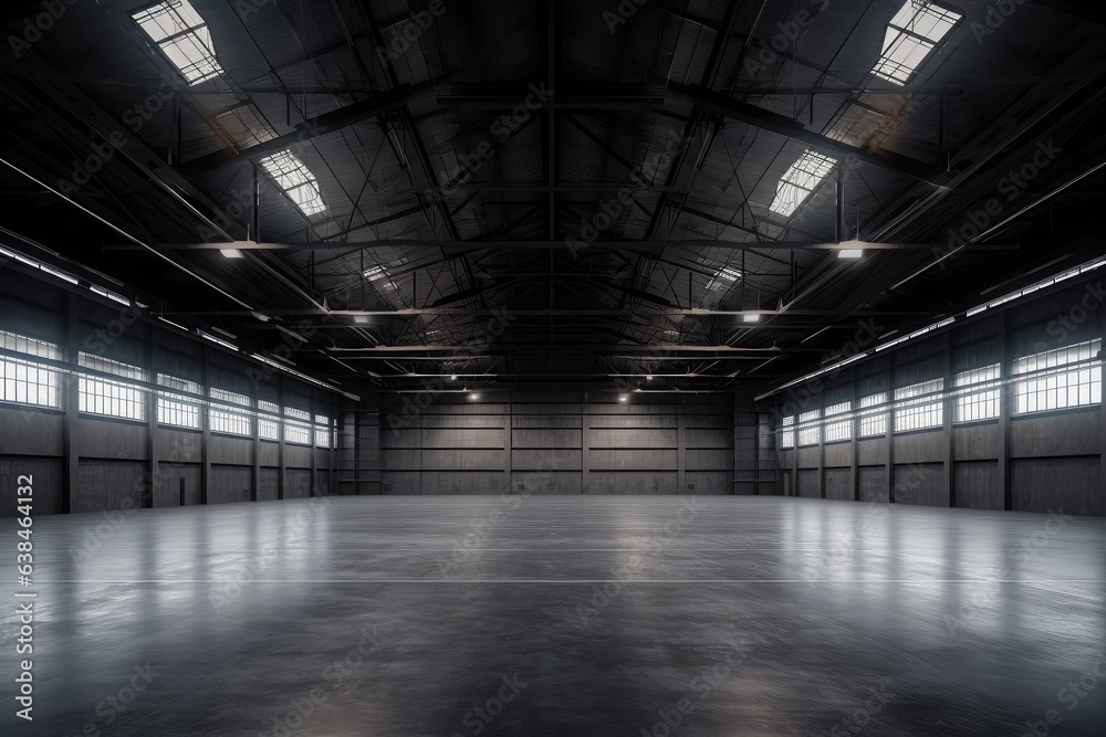 Inside the super large empty factory Inside the super large empty factory