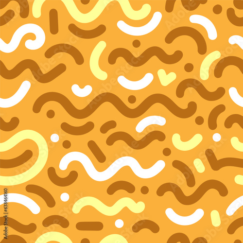 Seamless abstract pattern on orange background. Vector doodle image. Graphic linear wallpaper.