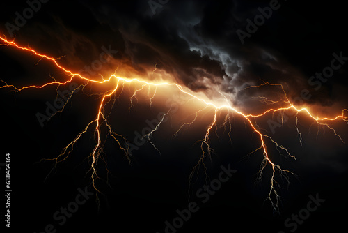 Dramatic Storm Lightning on Black, Versatile Overlay and Template