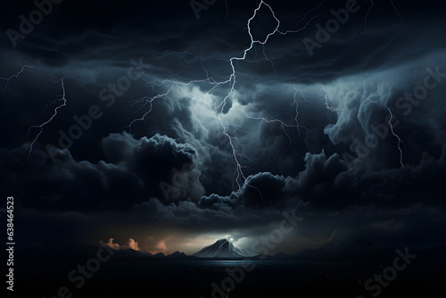 Nocturnal Lightning thunderstorms, Dramatic Clouds over Mountains and Oceans