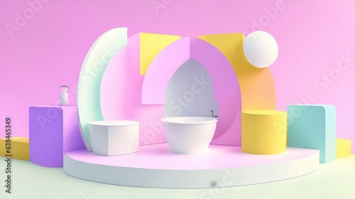 3d podium stage simple abstract geometry concept pastel color