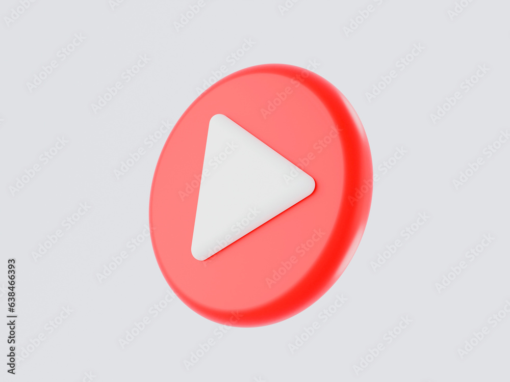 3D rendering video play icon Red floats in the air. 3D rendering video play icon Red floats in the air.
