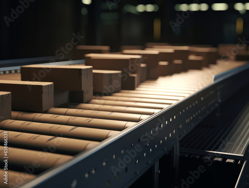 Product conveyor belt in operation © evening_tao