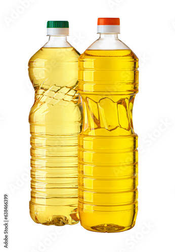 Two plastic oil bottles isolated