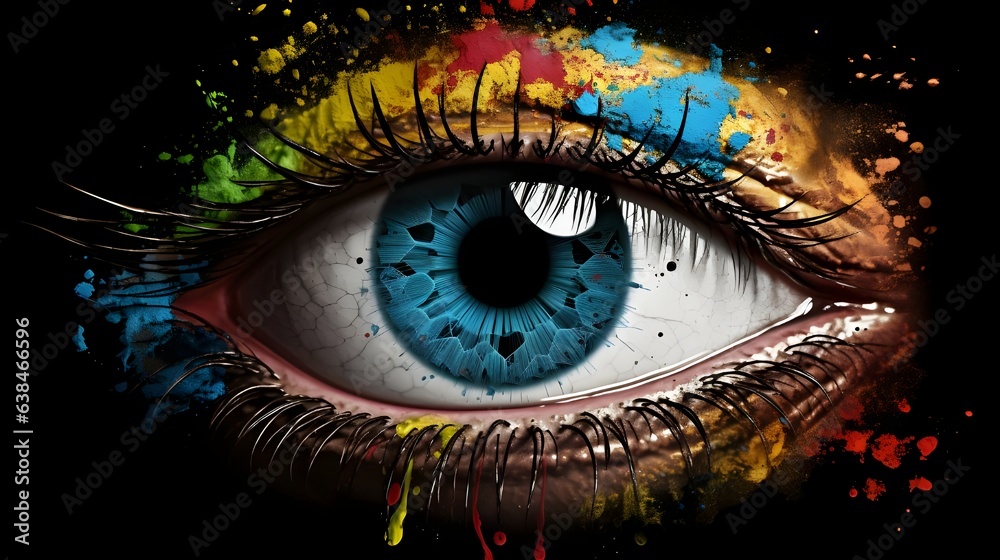 Multi colored eye macro art , Generative AI