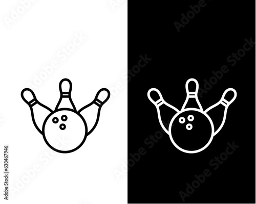 Pin bowling icon sport competition flat style illustration