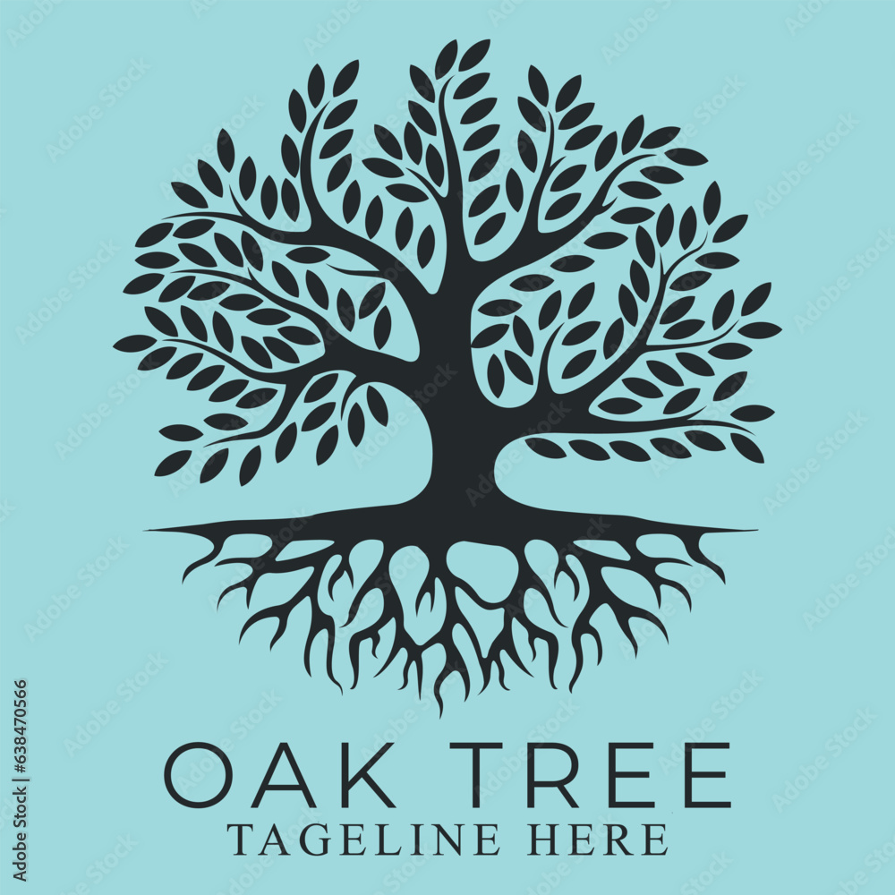 oak tree silhouette icon vector logo design.