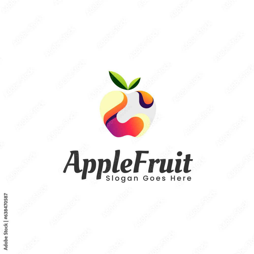 Vector Logo Illustration Fruit Apple Gradient Colorful Style