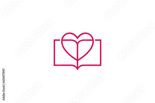 Book logo with heart combination