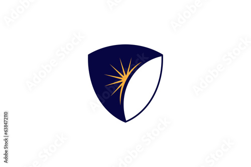 Shield logo with rising sun horizon combination