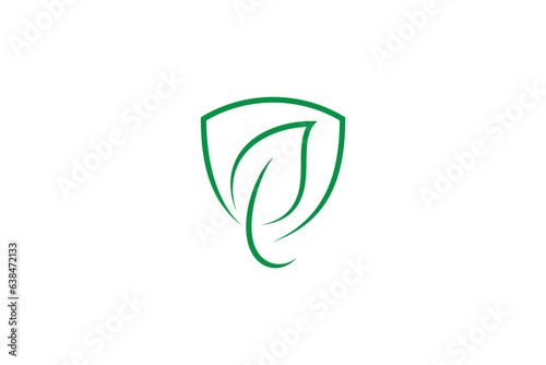 Shield logo with natural leaf combination