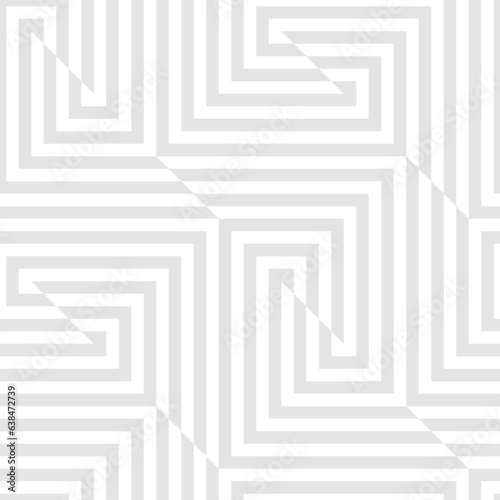 Vector geometric lines seamless pattern. Subtle modern texture with zigzag stripes, broken lines, chevron, optical illusion effect. Simple minimal geometry. Gray and white repeated graphic background