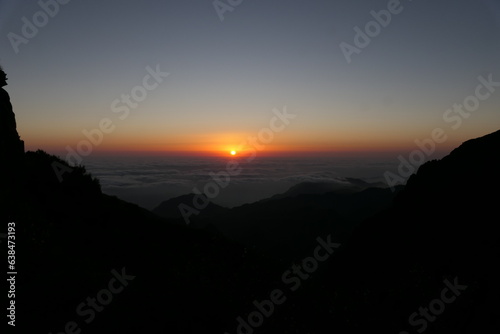 Sunrise on pico Ruivo Madeira. At the start of the pico to pico hike (pr1). 