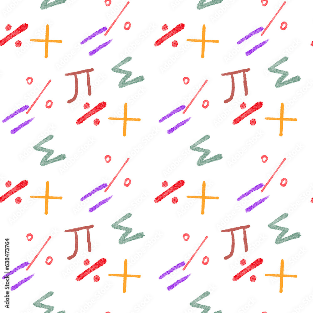 seamless pattern with mathematical symbols, suitable for fabric and textile isolated on transparent png background
