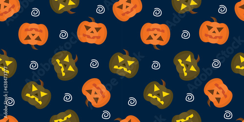 halloween pumpkins pattern. scary haunt party decorations, autumn october collection. vector cartoon seamless pattern.