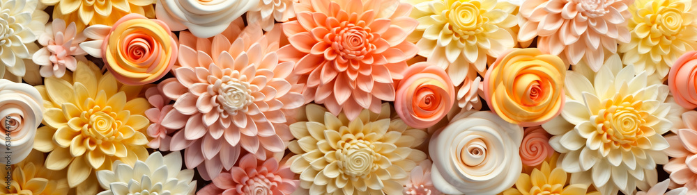 Abstract Floral Banner.  Vivid Background. AI Generated