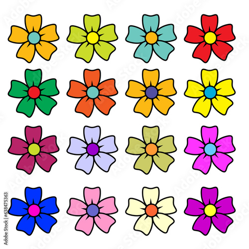 Set of white and black flower icons