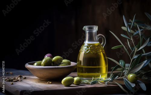 green olives and oil