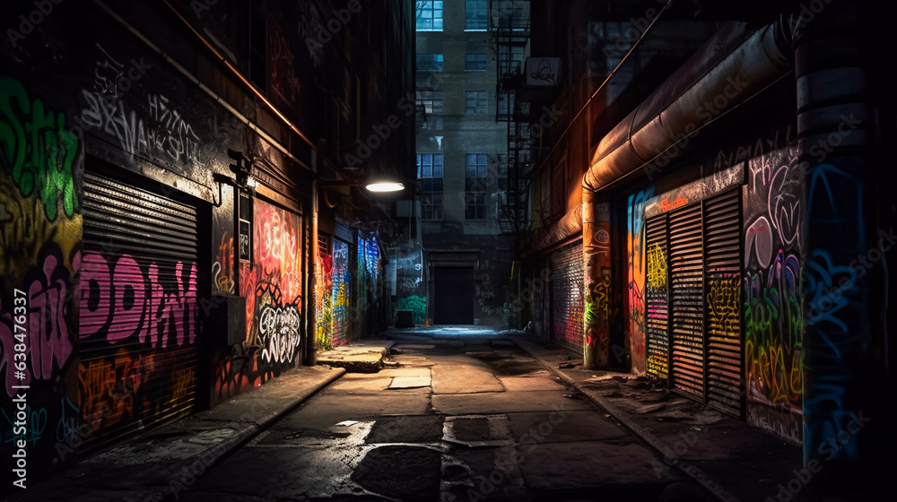 Dark Gritty Alleyway. AI Generated