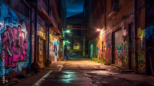 Dark Gritty Alleyway. AI Generated © EwaStudio
