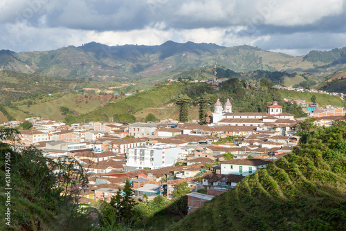 A panoramic view of Aguadas, Caldas in Colombia