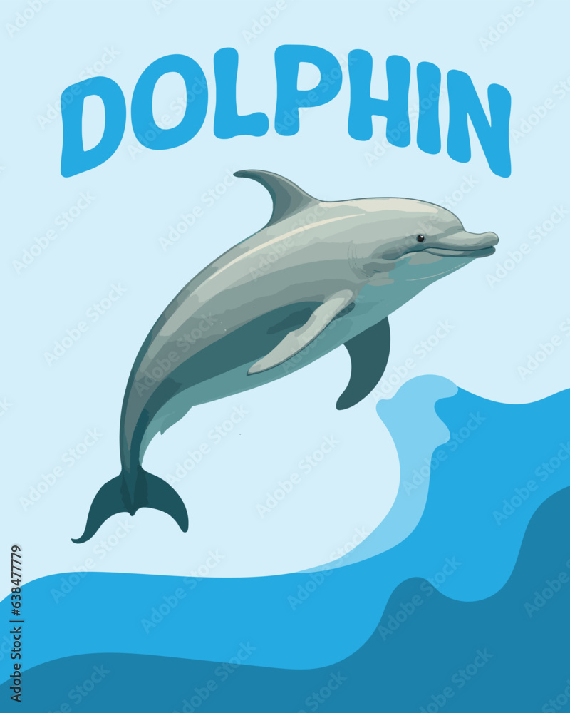 Vector illustration of a cute dolphin. Media for children's learning about animals. Educational media about the animal world Vector illustration of a cute dolphin. Media for children's learning about animals. Educational media about the animal world