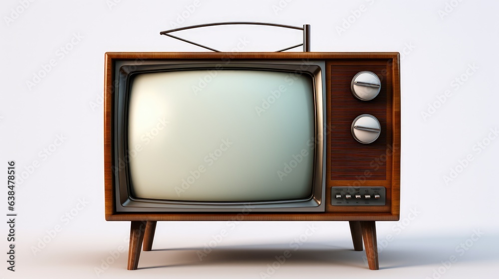 Retro vintage television tv isolated on white gray background
