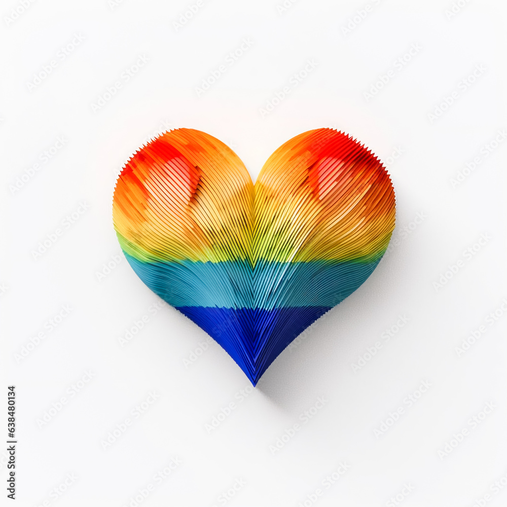 Simple heart with pride flag rainbow color. AI Generated Simple heart with pride flag rainbow color. AI Generated