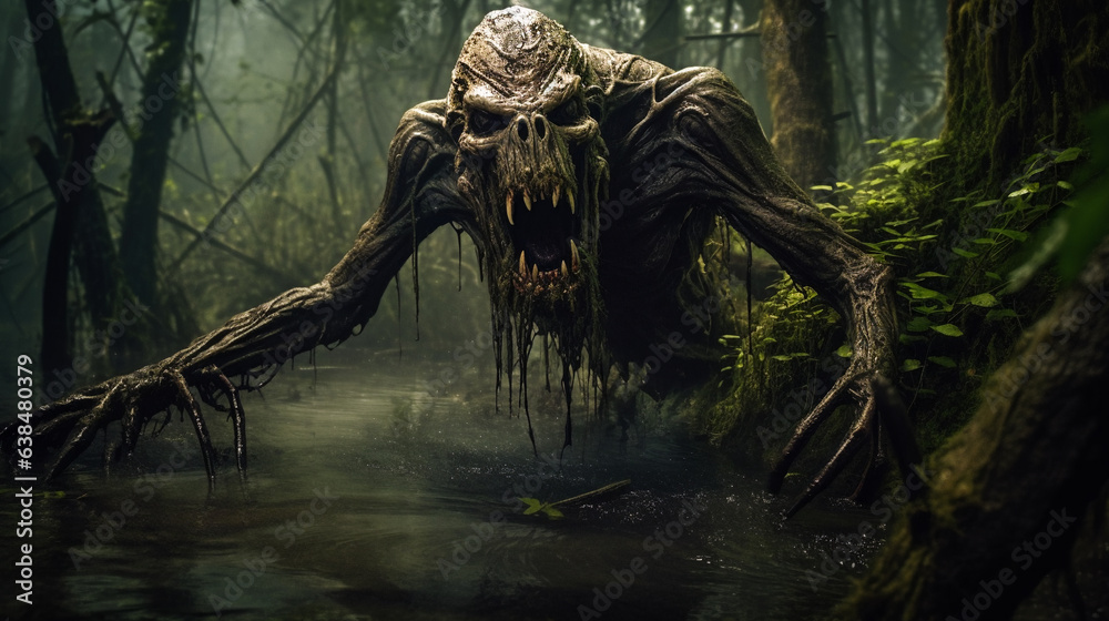 Swamp monster. Nightmare creature. AI Generated Swamp monster. Nightmare creature. AI Generated