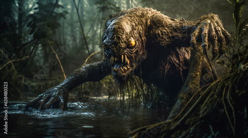 Swamp monster. Nightmare creature. AI Generated