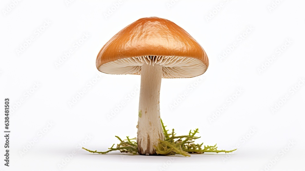 Mushroom macro shot isolated on white background
