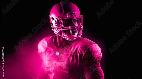 professional american football player in pink light