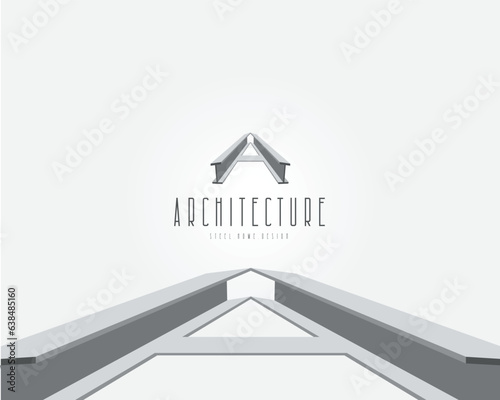 Steel architecture logo, steel home design logo