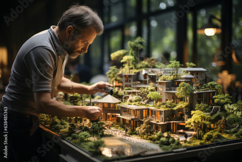 Sustainable Architecture. Designers creating green building plans symbolize the eco-conscious approach at Estab1ish. Generative Ai. © Sebastian