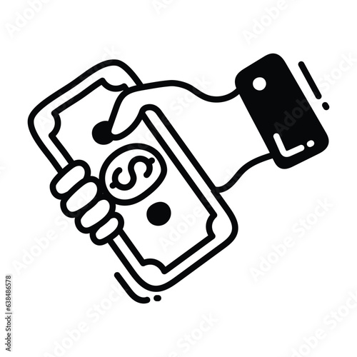 Cash doodle Icon Design illustration. Business Symbol on White background EPS 10 File