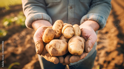 Farmer holding potatoes