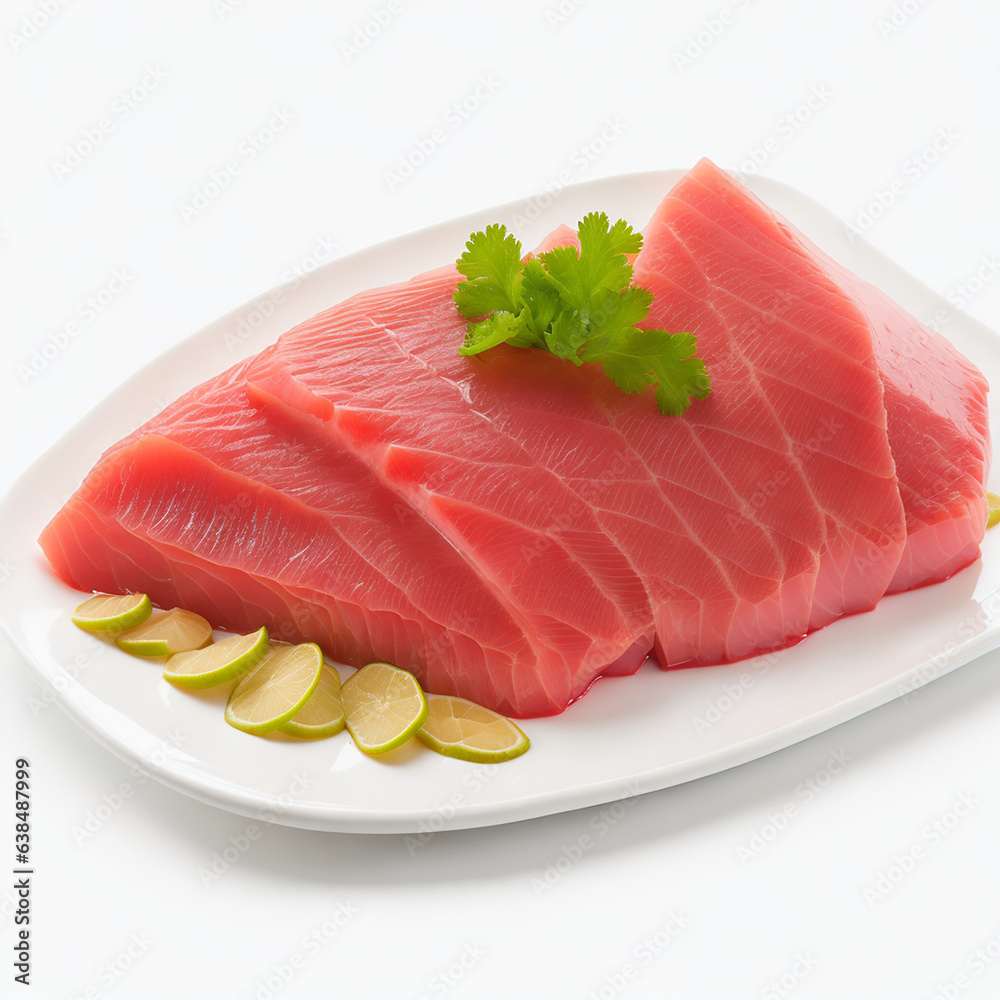 tuna sashimi isolated on white background